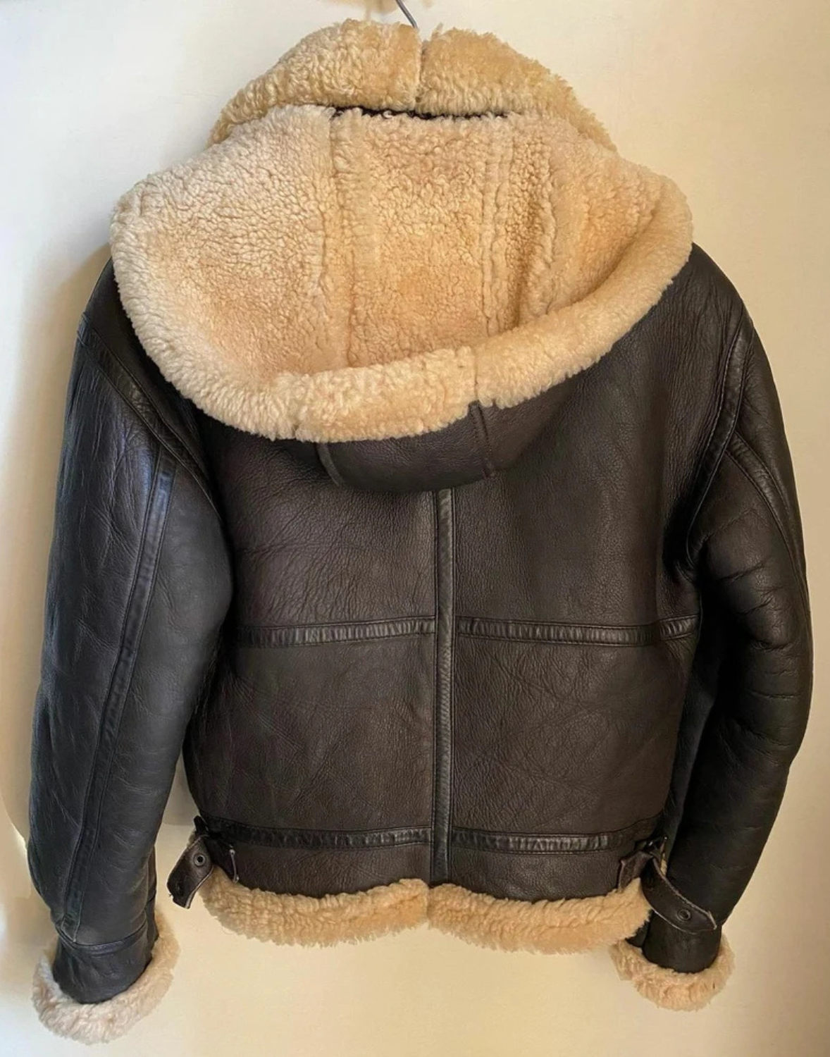 SHEARLING LEATHER JACKET WITH DETACHABLE HOOD