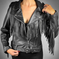 WOMEN'S BLACK FRINGE LEATHER JACKET