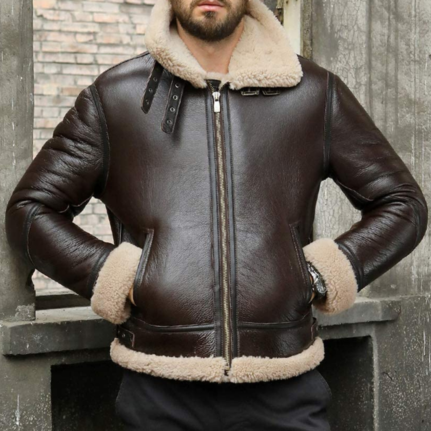 SHEARLING - LINED LEATHER JACKET