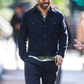 RYAN REYNOLDS NAVY BLUE SUEDE TRUCKER JACKET