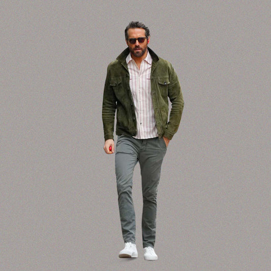 RYAN REYNOLDS GREEN SUEDE LEATHER JACKET