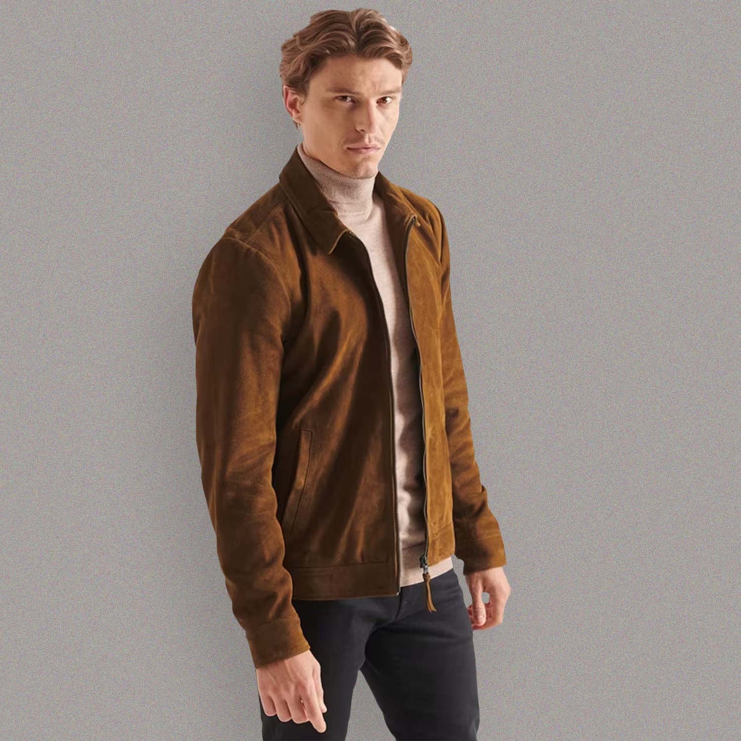 HANDMADE BROWN SUEDE LEATHER JACKET