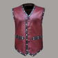 "WARRIORS" MAROON SHEEPSKIN LEATHER VEST