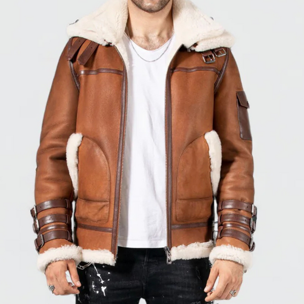AVIATOR JACKET WITH DETECHABLE COLLAR