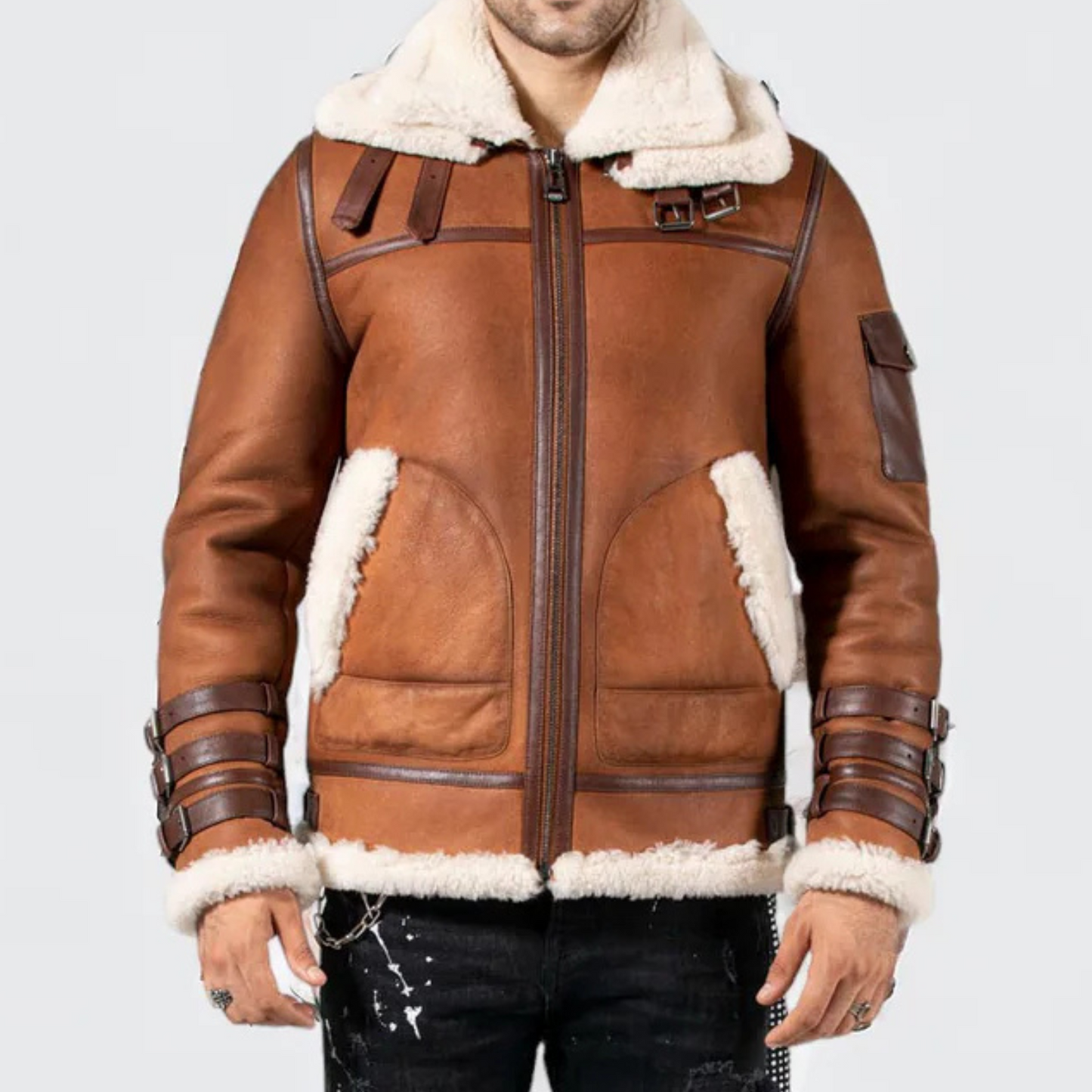 AVIATOR JACKET WITH DETECHABLE COLLAR
