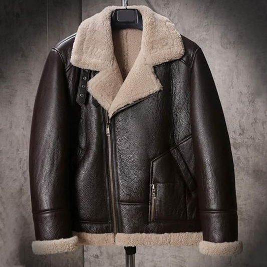 SHEEPSKIN LEATHER JACKET WITH SHEARLING LINING