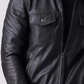 MEN'S CLASSIC BLACK LEATHER SHIRT JACKET