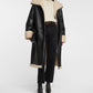 WOMEN'S LONG BLACK SHEARLING COAT