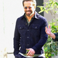 RYAN REYNOLDS NAVY BLUE SUEDE TRUCKER JACKET