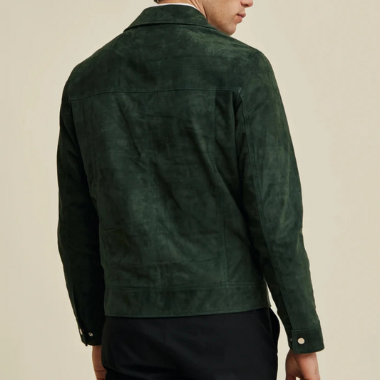OLIVE GREEN SUEDE LEATHER JACKET