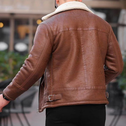 MEN’S TAN SHEARLING LEATHER JACKET