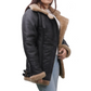 WOMEN'S LONGLINE BLACK SHEARLING JACKET
