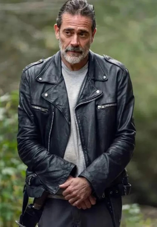 NEGAN STYLE BLACK BIKER LEATHER JACKET