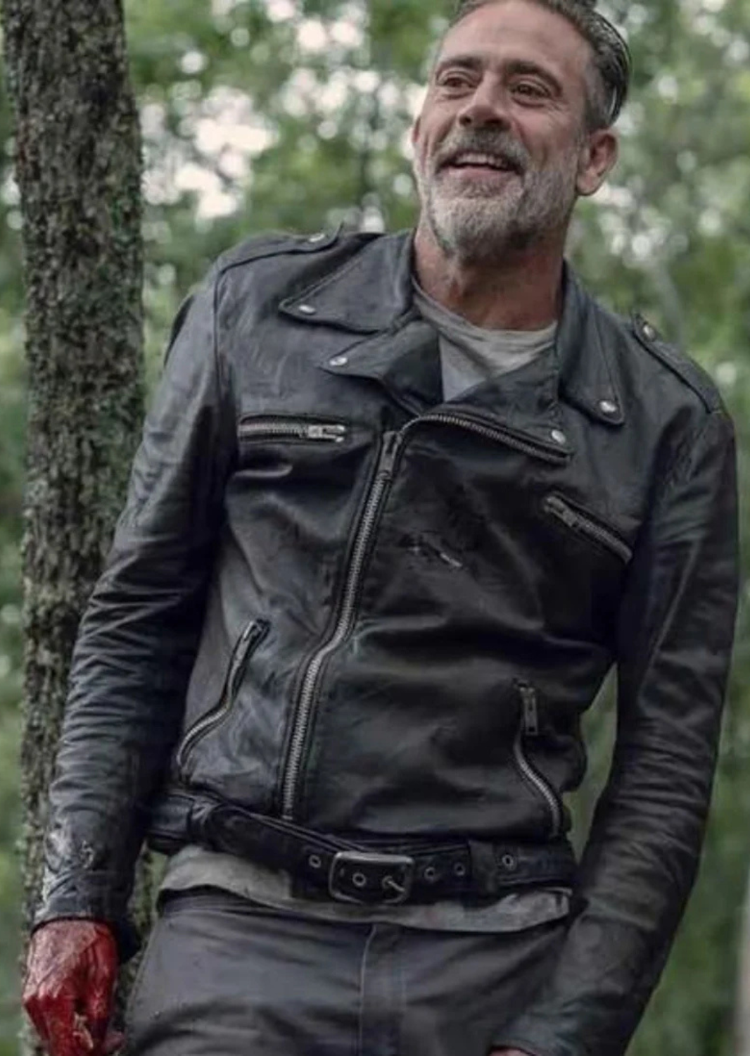 NEGAN STYLE BLACK BIKER LEATHER JACKET