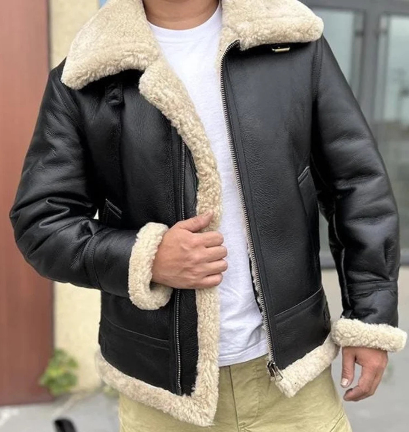 B3 BOMBER BLACK LEATHER JACKET
