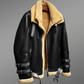 SHEEPSKIN LEATHER JACKET WITH DETACHABLE FUR COLLAR