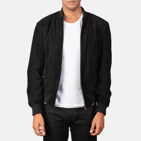 CLASSIC BLACK SUEDE LEATHER JACKET