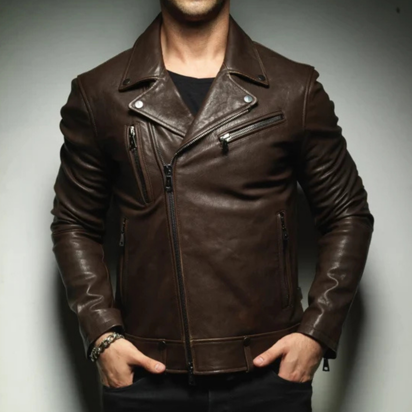 DARK ROAST MEN'S BIKER JACKET
