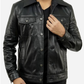 MEN’S PREMIUM BLACK LEATHER TRUCKER JACKET