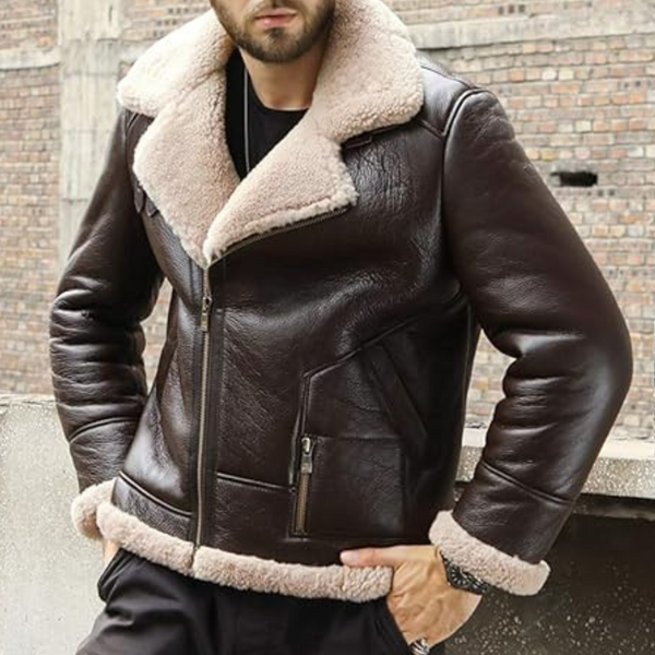 SHEEPSKIN LEATHER JACKET WITH SHEARLING LINING