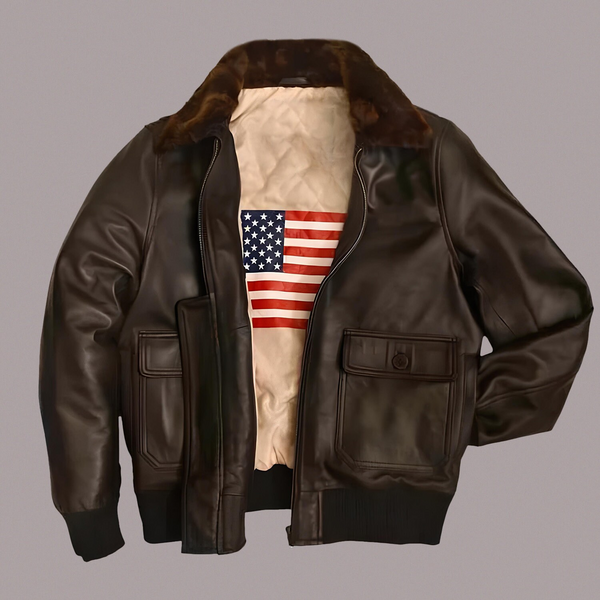 MEN'S SHEARLING COLLAR BOMBER LEATHER JACKET