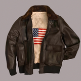 MEN'S SHEARLING COLLAR BOMBER LEATHER JACKET