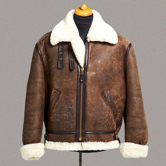 DISTRESSED BROWN AVIATOR JACKET