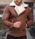 MEN’S TAN SHEARLING LEATHER JACKET