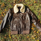 LEATHER JACKET WITH SHEARLING FUR COLLAR