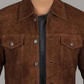 BROWN SUEDE LEATHER TRUCKER JACKET