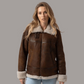 BROWN DISTRESSED BOMBER JACKET