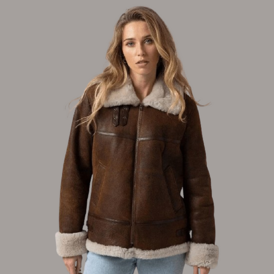 BROWN DISTRESSED BOMBER JACKET