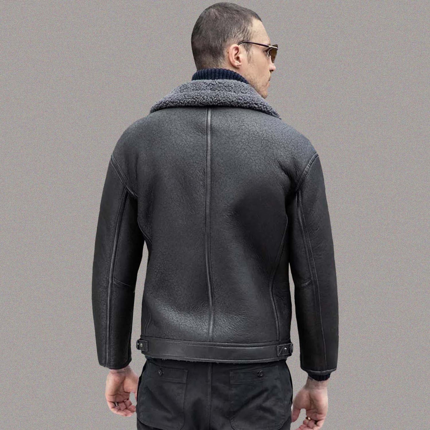 MEN'S BLACK SHEARLING LEATHER JACKET