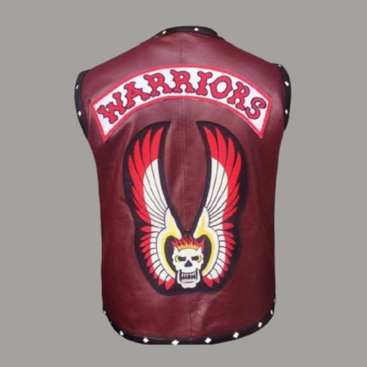 "WARRIORS" MAROON SHEEPSKIN LEATHER VEST