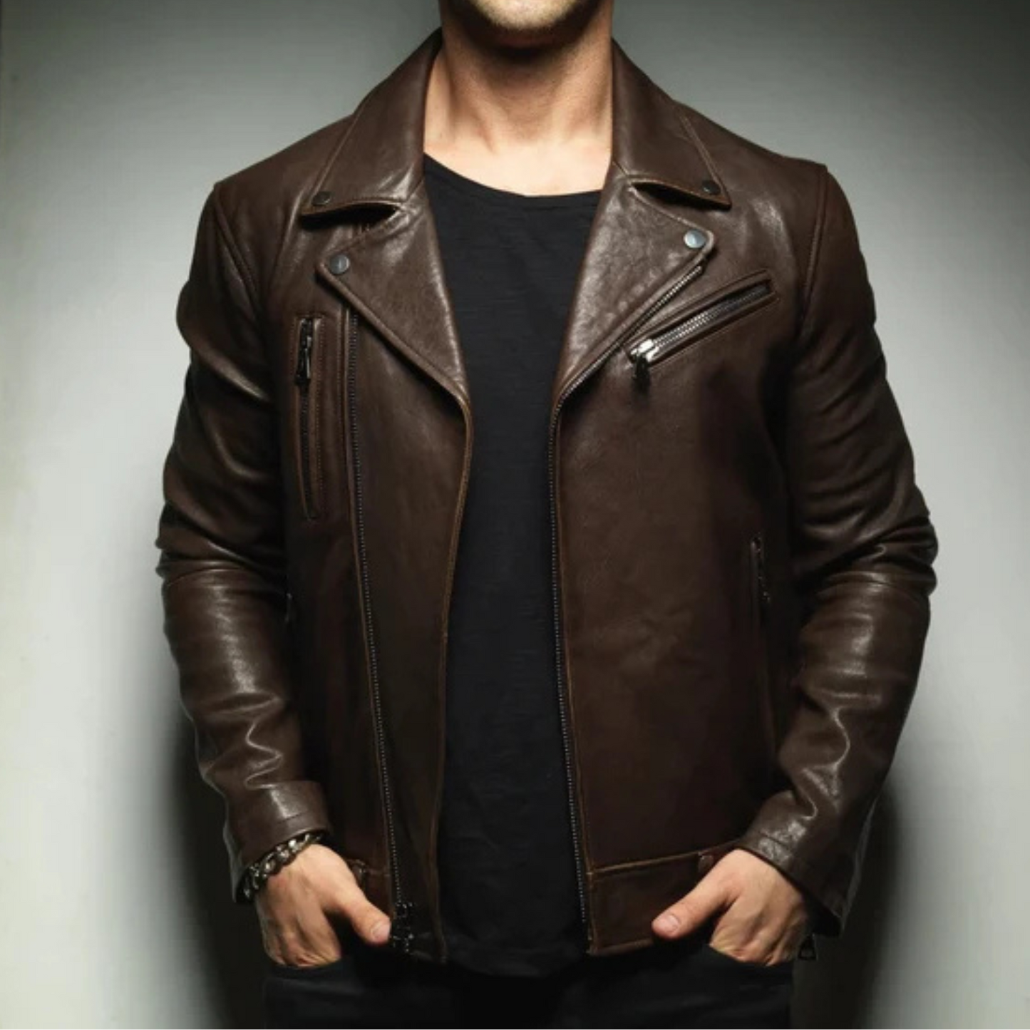 DARK ROAST MEN'S BIKER JACKET