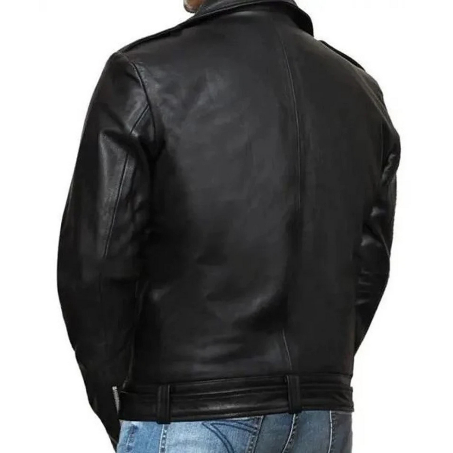 NEGAN STYLE BLACK BIKER LEATHER JACKET