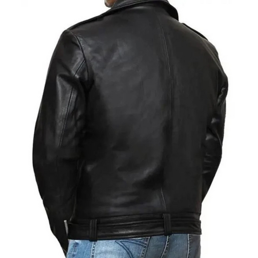 NEGAN STYLE BLACK BIKER LEATHER JACKET