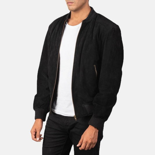 CLASSIC BLACK SUEDE LEATHER JACKET