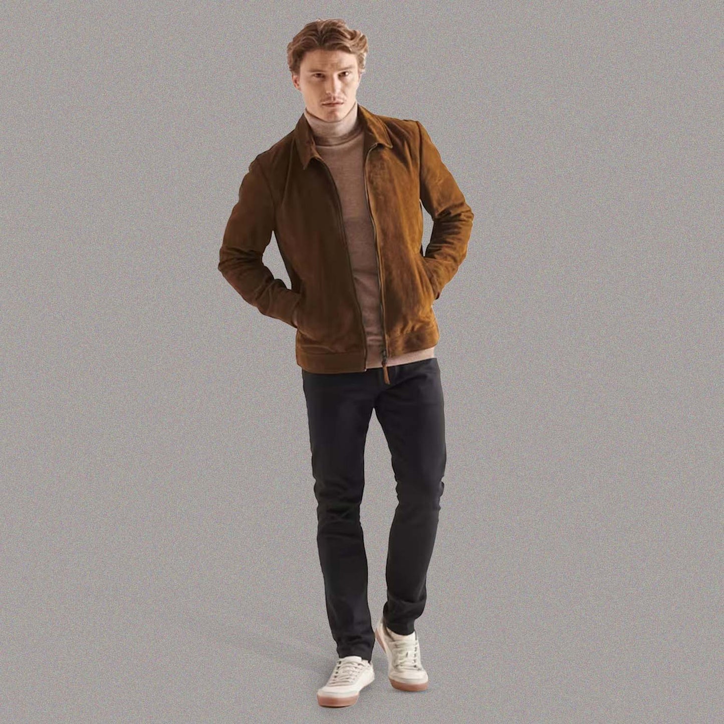 HANDMADE BROWN SUEDE LEATHER JACKET