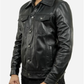 MEN’S PREMIUM BLACK LEATHER TRUCKER JACKET