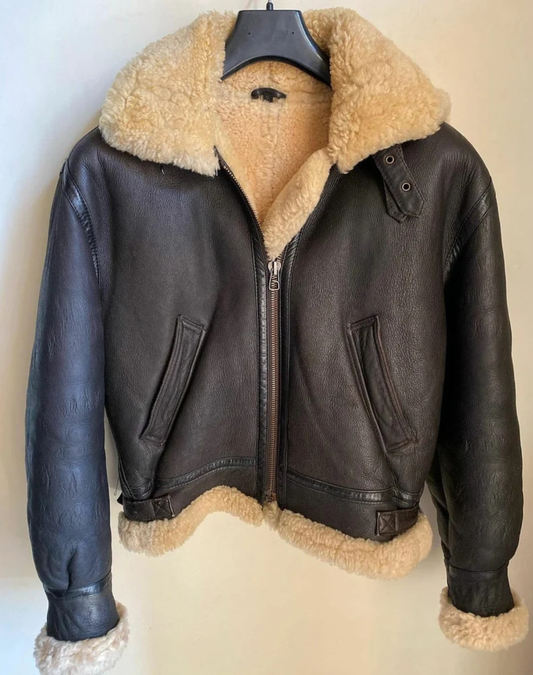 SHEARLING LEATHER JACKET WITH DETACHABLE HOOD
