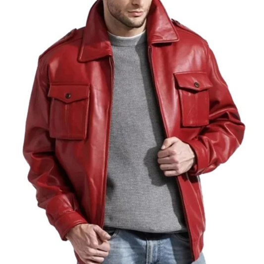 MEN’S CLASSIC RED LEATHER JACKET
