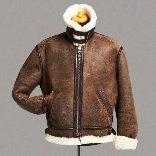 DISTRESSED BROWN AVIATOR JACKET