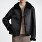 WOMEN'S BLACK SHEARLING LEATHER JACKET