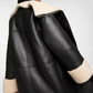 WOMEN'S LONG BLACK SHEARLING COAT