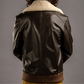 LEATHER JACKET WITH SHEARLING FUR COLLAR