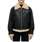 WOMEN'S BLACK SHEARLING AVIATOR JACKET