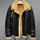 SHEEPSKIN LEATHER JACKET WITH DETACHABLE FUR COLLAR
