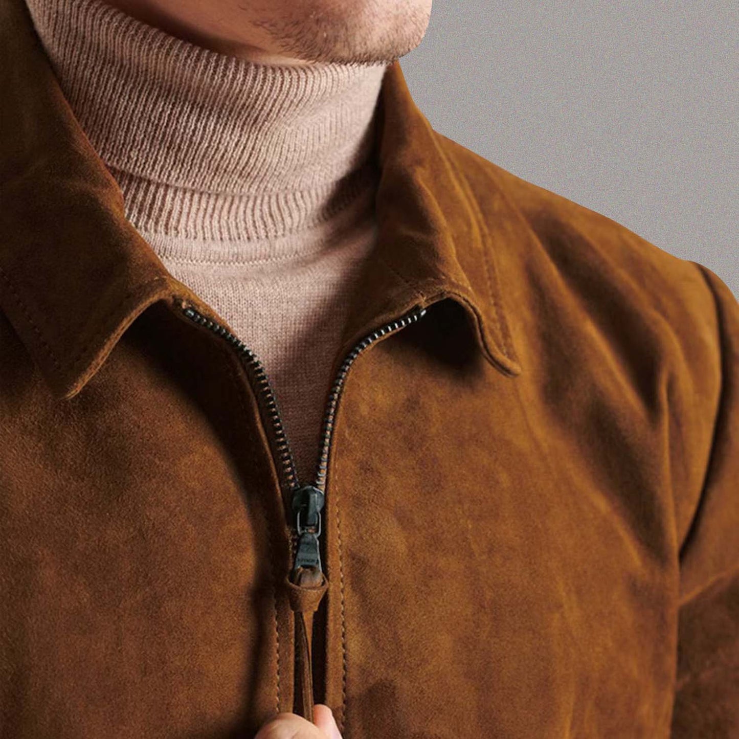 HANDMADE BROWN SUEDE LEATHER JACKET