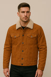 Men’s Brown Suede Jacket with Shearling Collar